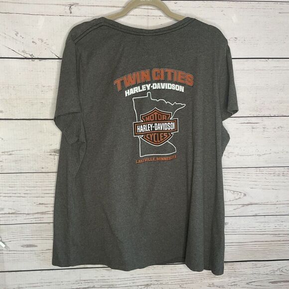 Harley Davidson Womens‎ Sz 1X Gray Short Sleeve Cotton T-Shirt Twin Cities, MN - Picture 5 of 8